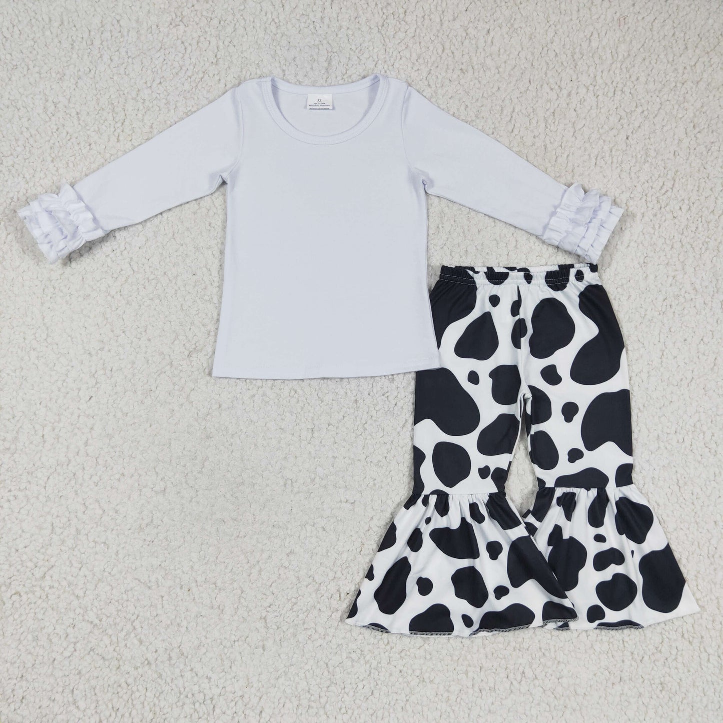 White T-shirt cow bell bottoms set