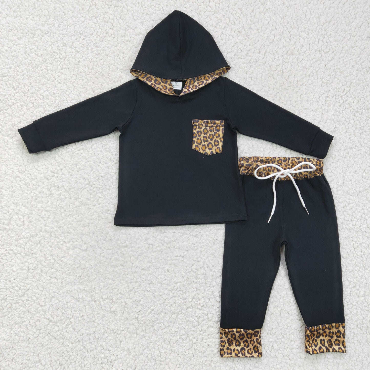 Leopard boy hoodie Top long pants set