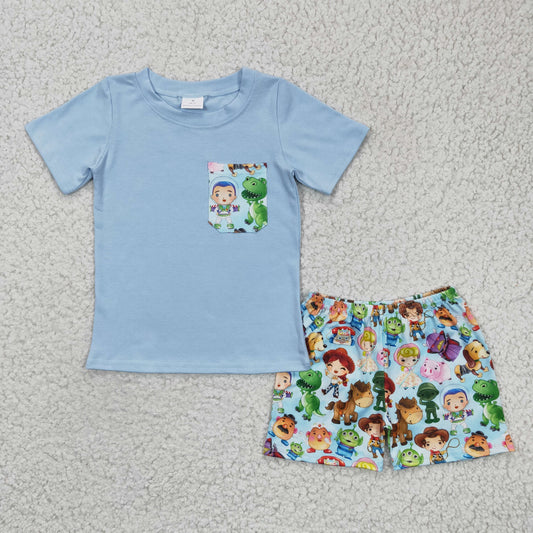 Cartoon boy short sleeve shorts set