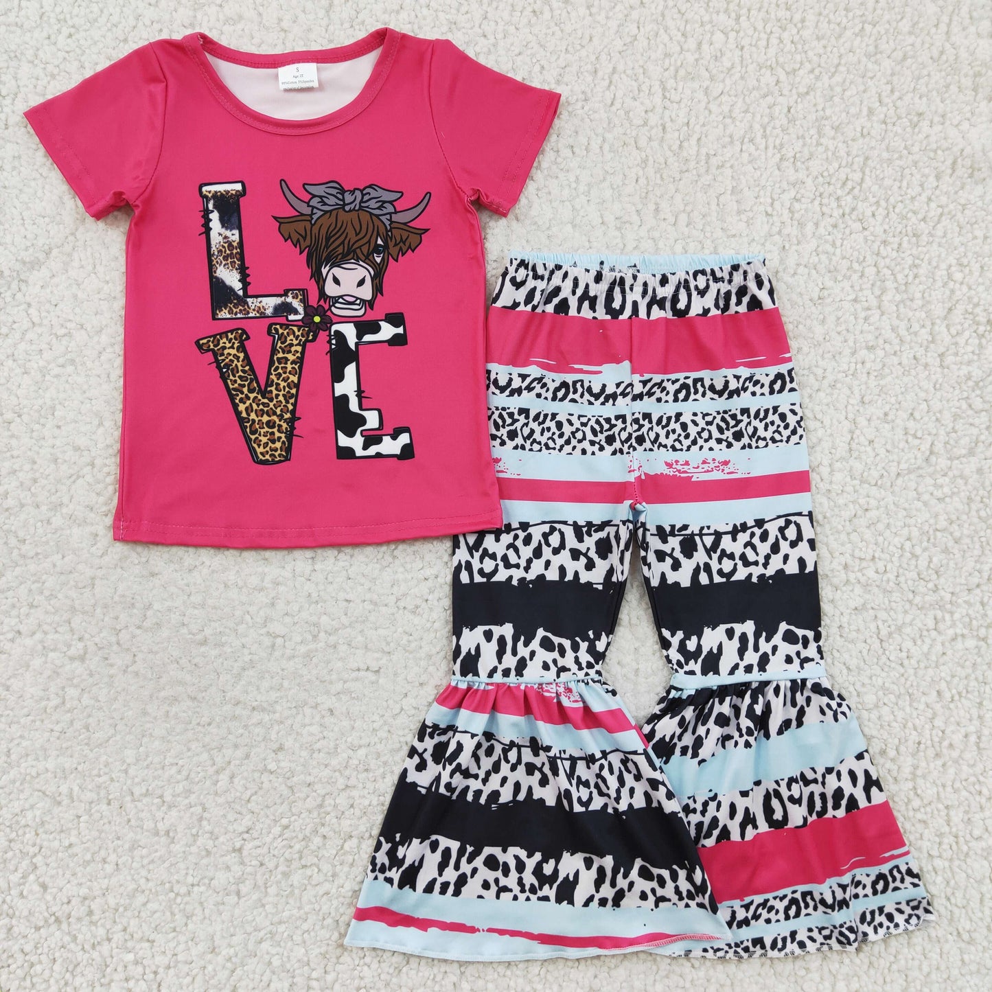 Valentine's day T-shirt girl bell bottom set