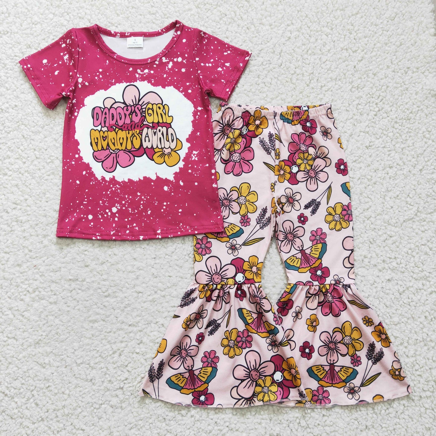 Daddy's girl floral T-shirt bell bottoms sets GSPO0414