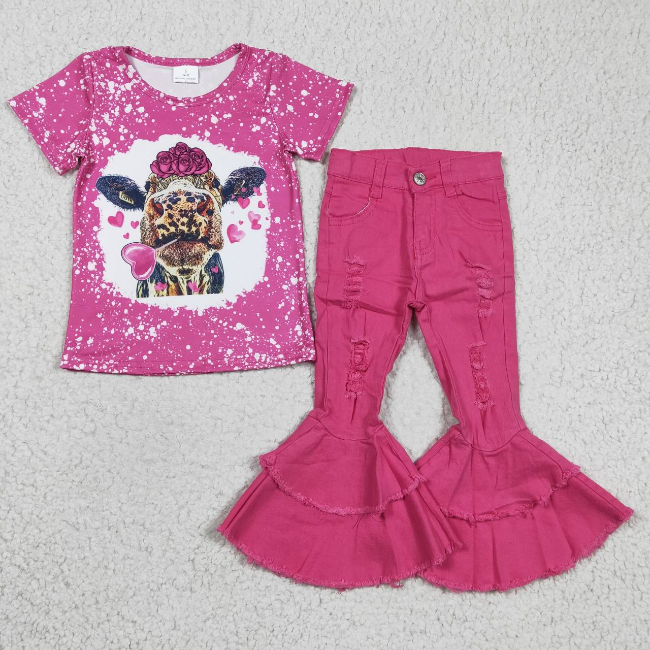 Valentine's day Pink top jeans set