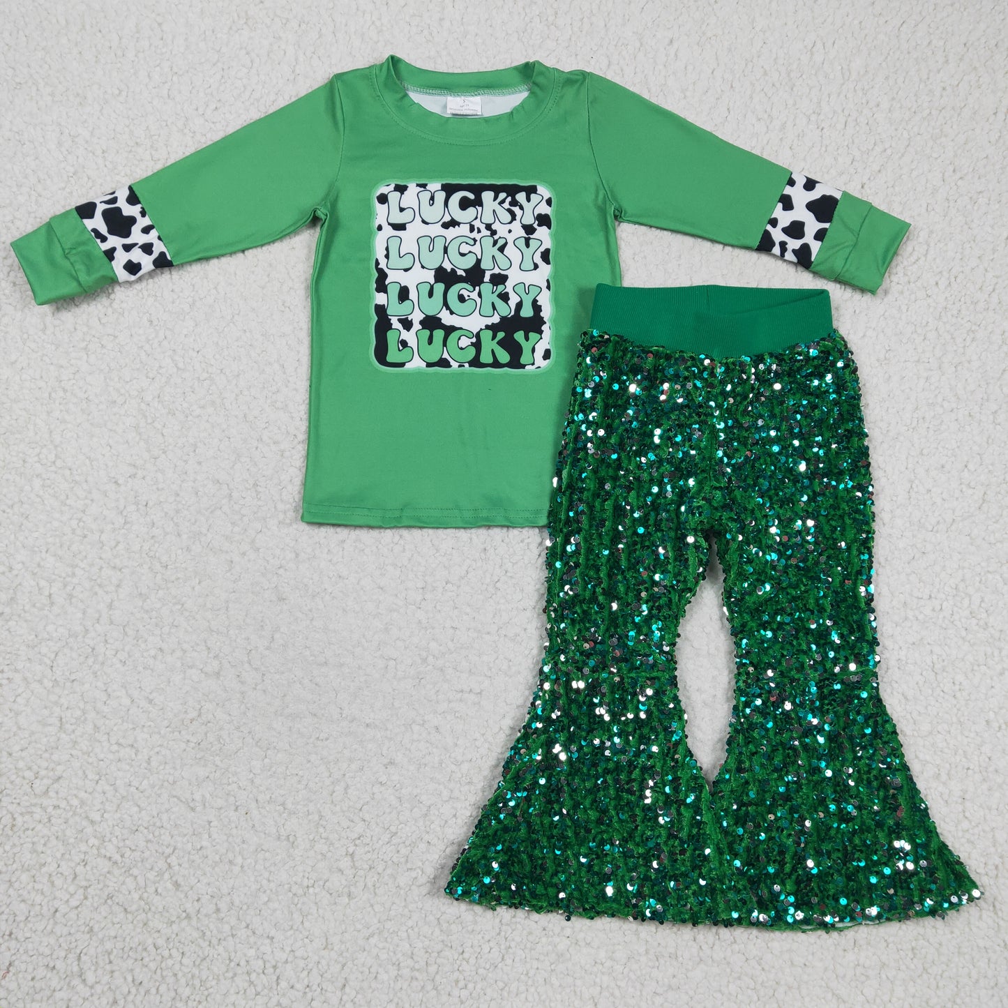 St.patrick girl sequins bell bottoms set