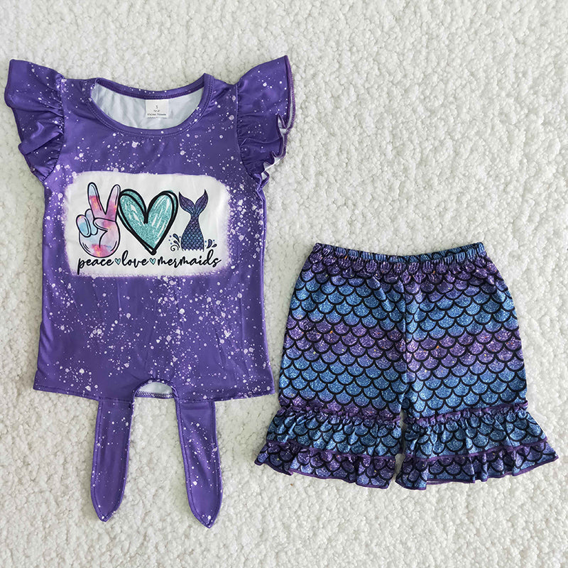 B6-11 Girl Peace Love Scale Shorts Outfit-promotion 2024.3.9