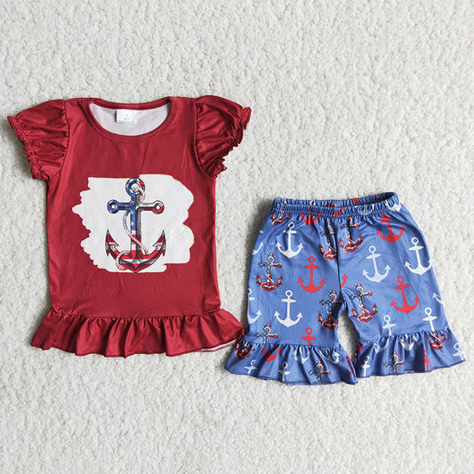 B3-2 4th of July Girl Anchor Shorts Outfit-promotion 2024.3.2