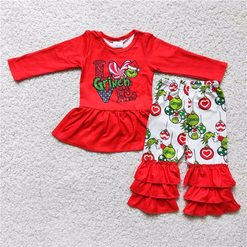 6 A10-27 girls red Xmas cartoon outfit