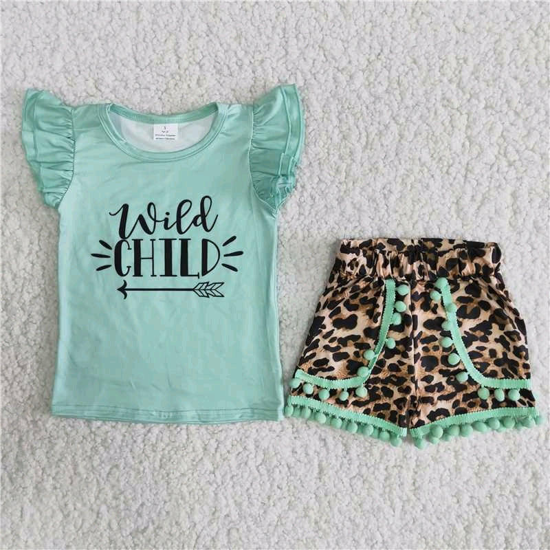 Wild Child Green T-shirt Leopard Pants Outfit