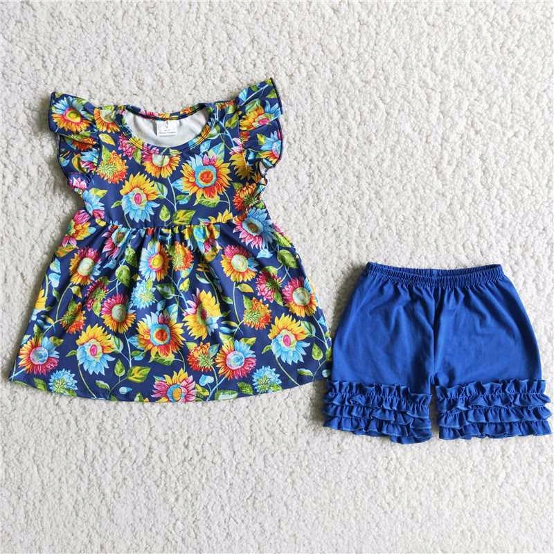 Sunflower Dress Blue shorts Set