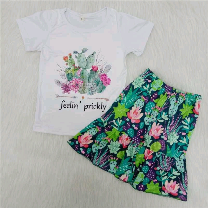 Cactus White T-shirt shorts Set