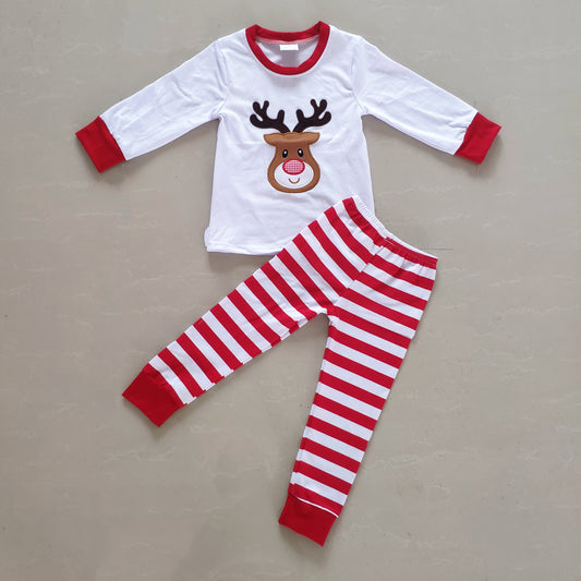 Applique Deer White Pajamas