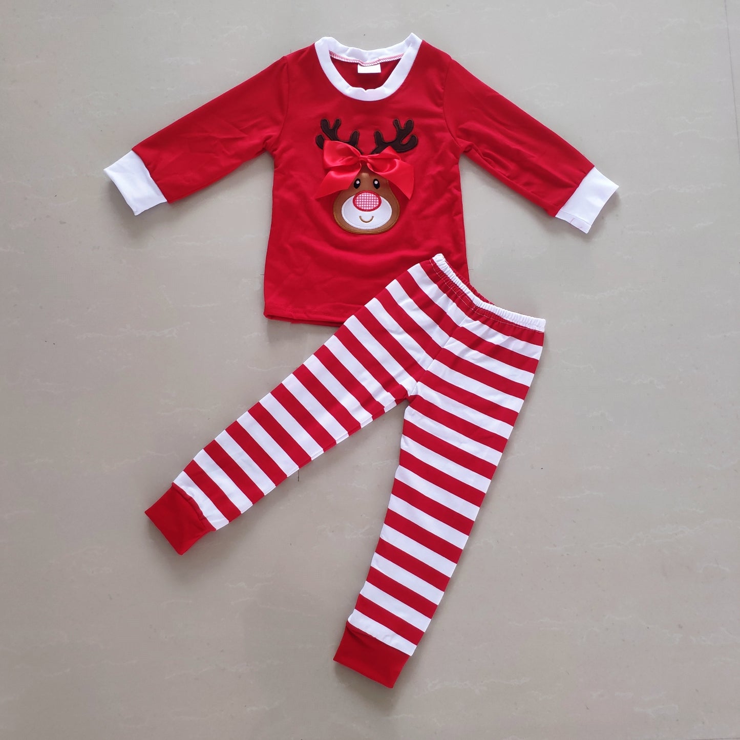 Applique Deer Red Pajamas