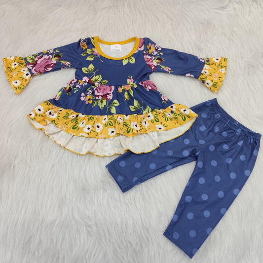 Blue Flowers Polka Set