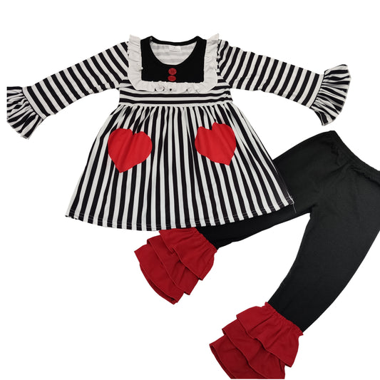 Black Stripe Hearts Set