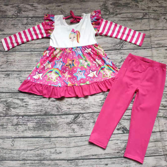 Pink Girl Tunic Stripe Set