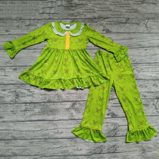 Green Cartoon Tunic Set