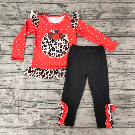 Pumpkin Red Polka Dots legging pants Set