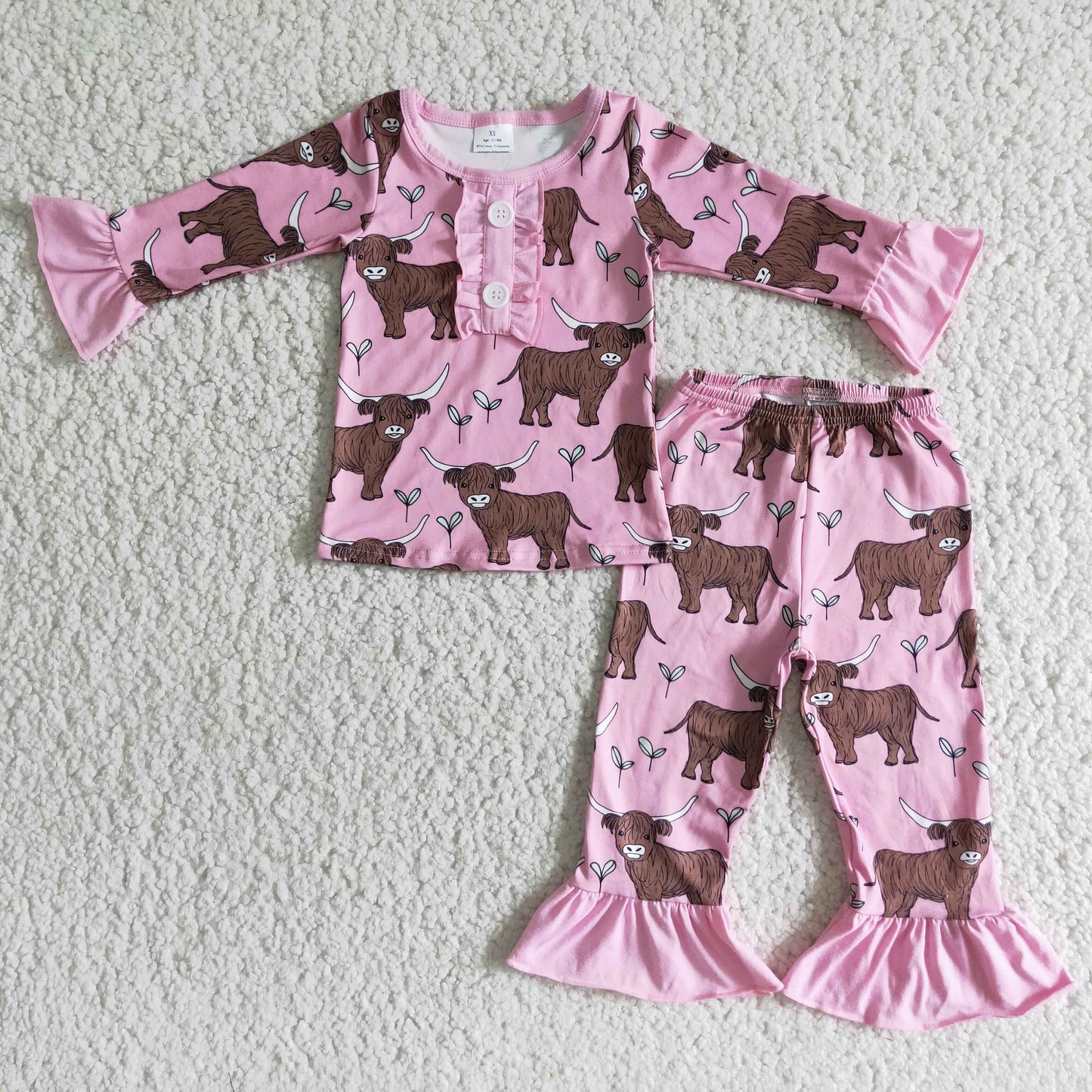 Cattle girl pink print Outfit