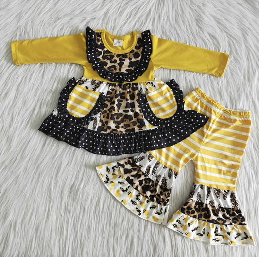 Girl Beautiful Ruffle leopard outfit