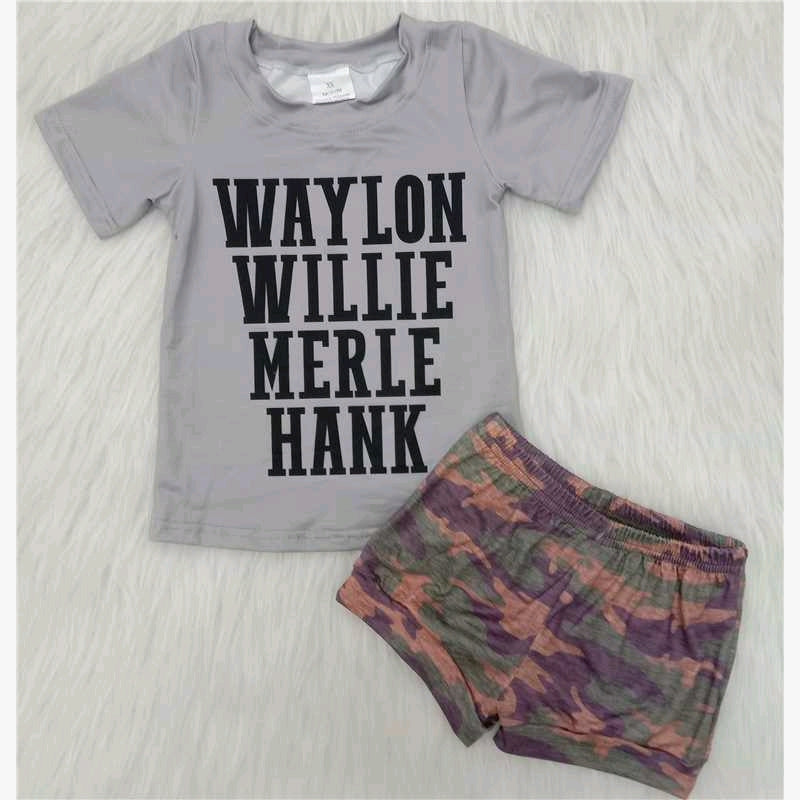 Waylon willie Merle Hank Smoked T-shirt shorts Set