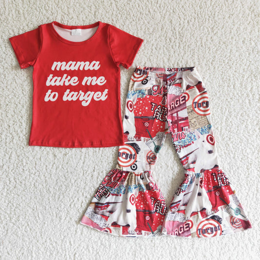 mama take me to target red bell bottom pants set