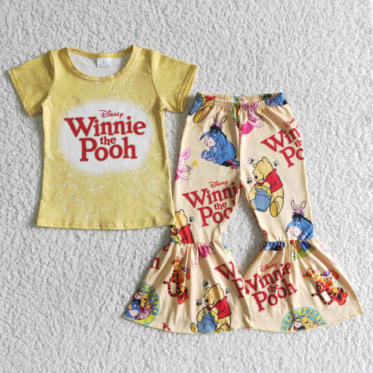 Winnie the pooh  T-shirt stripe bell bottom pants set