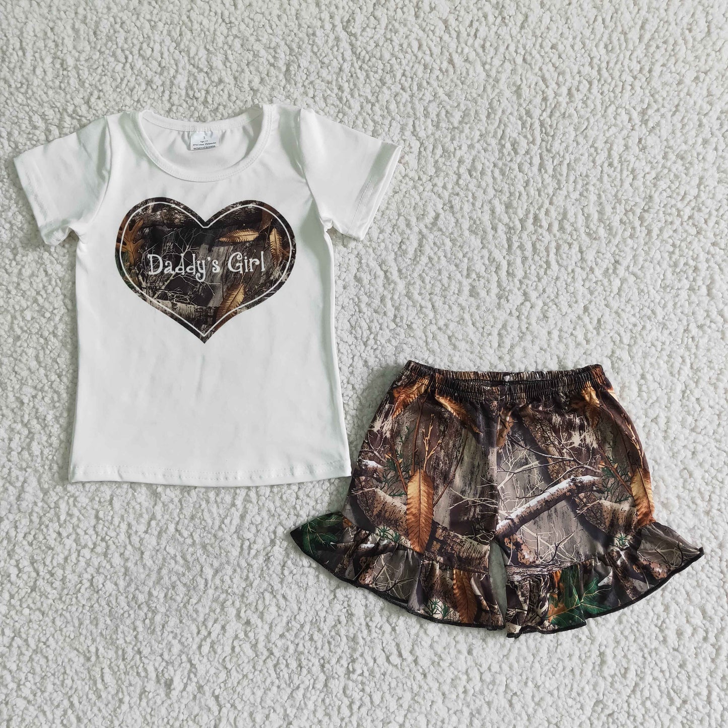 white girl T-shirt Camouflage shorts set