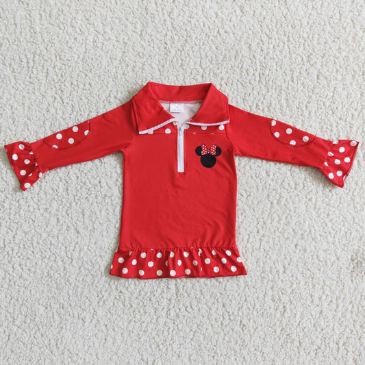 Cartoon Girl RED RUFFLE Pullover