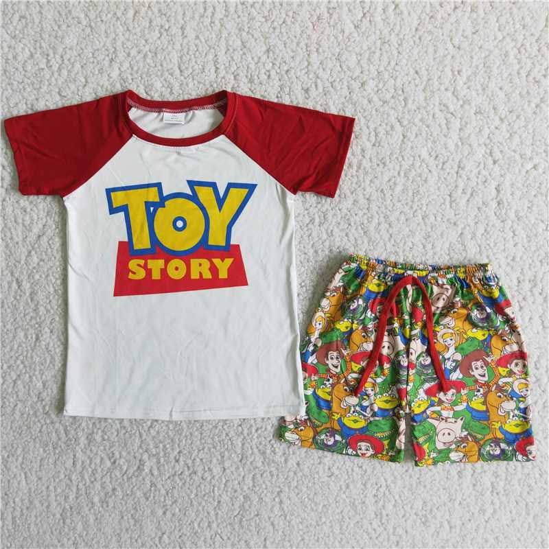 Toy Story White Red T-shirt cartoon print shorts Set