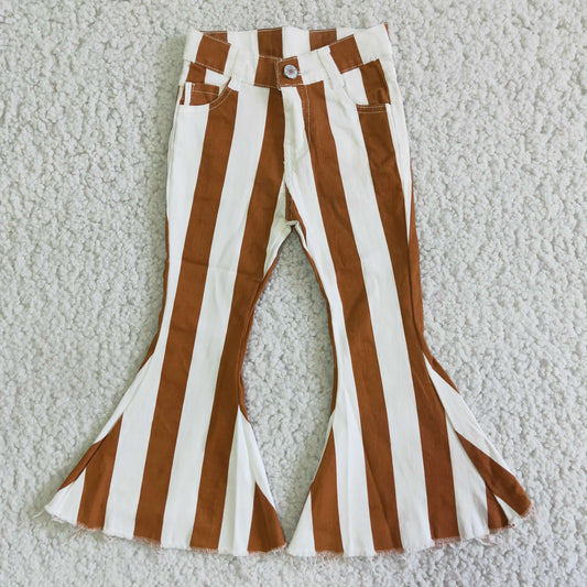 White Brown Stripe Denim pants