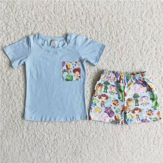 Dinosaur Blue T-shirt shorts Set