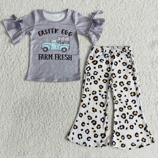 Easter egg Farm Fresh smoked T-shirt leopard pants set