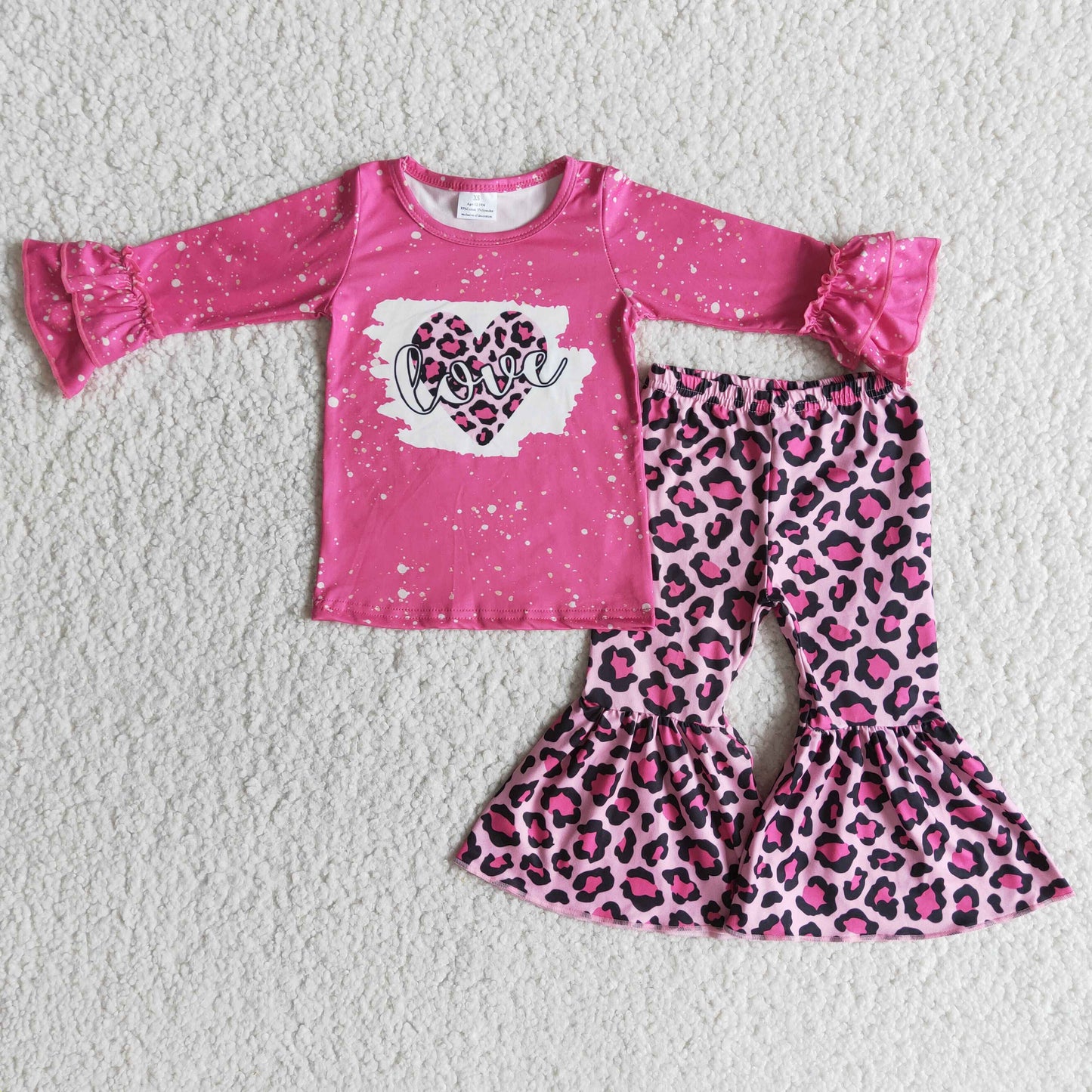 Valentine's day pink T-shirt leopard pants set