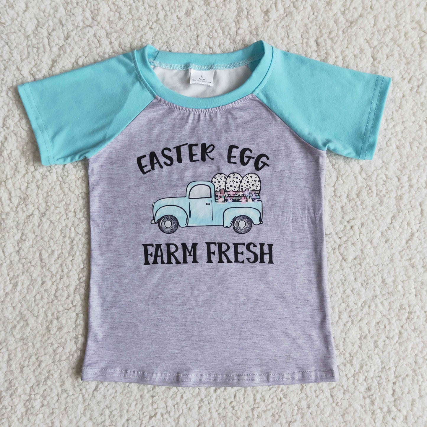 Easter egg farm Fresh blue short Sleeve Top shorts Set