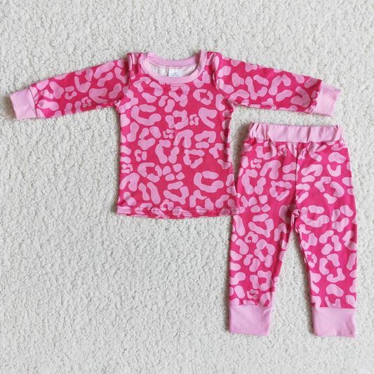 Valentine's day pink heart girl pajamas set