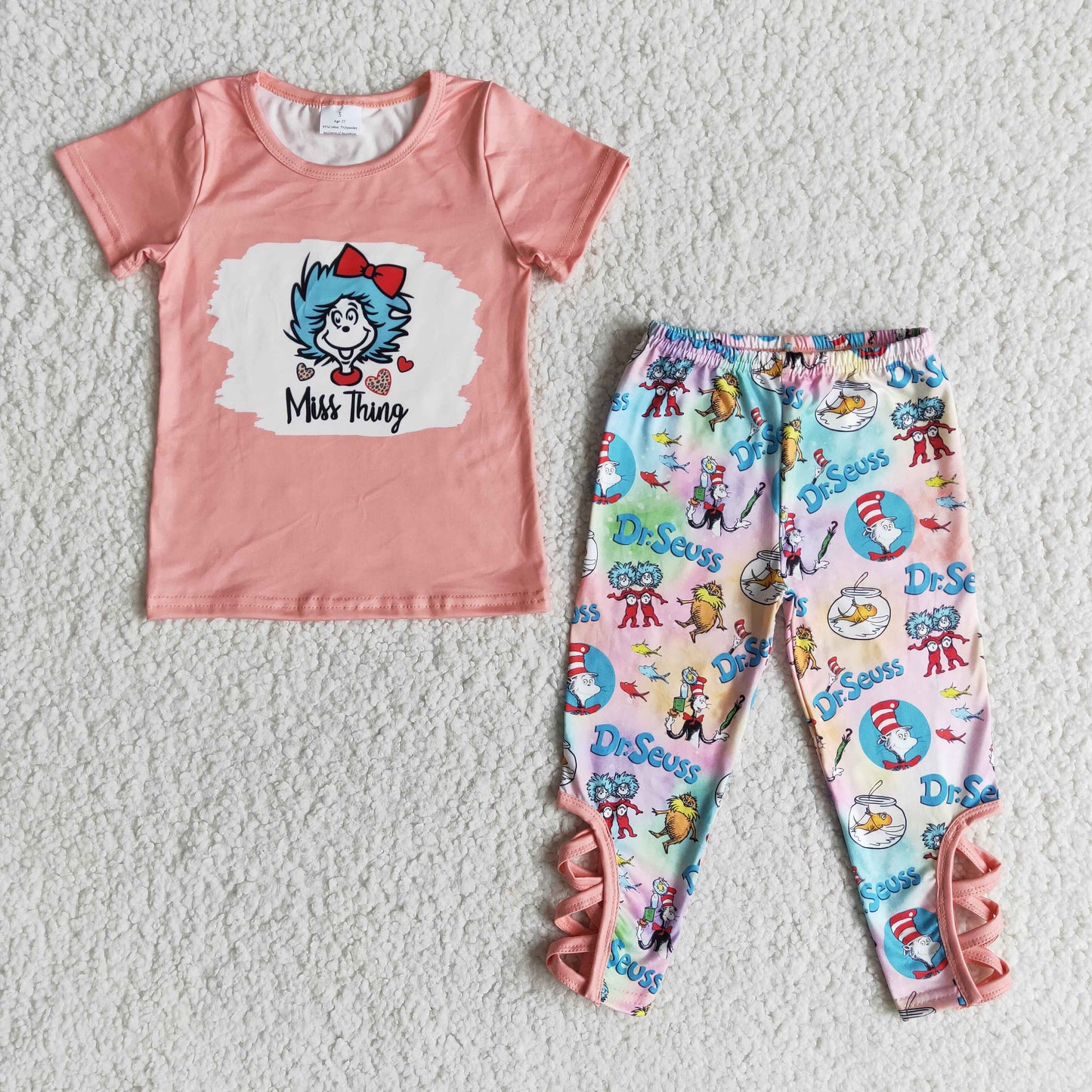 Miss Thing Pink T-shirt legging Pants Set