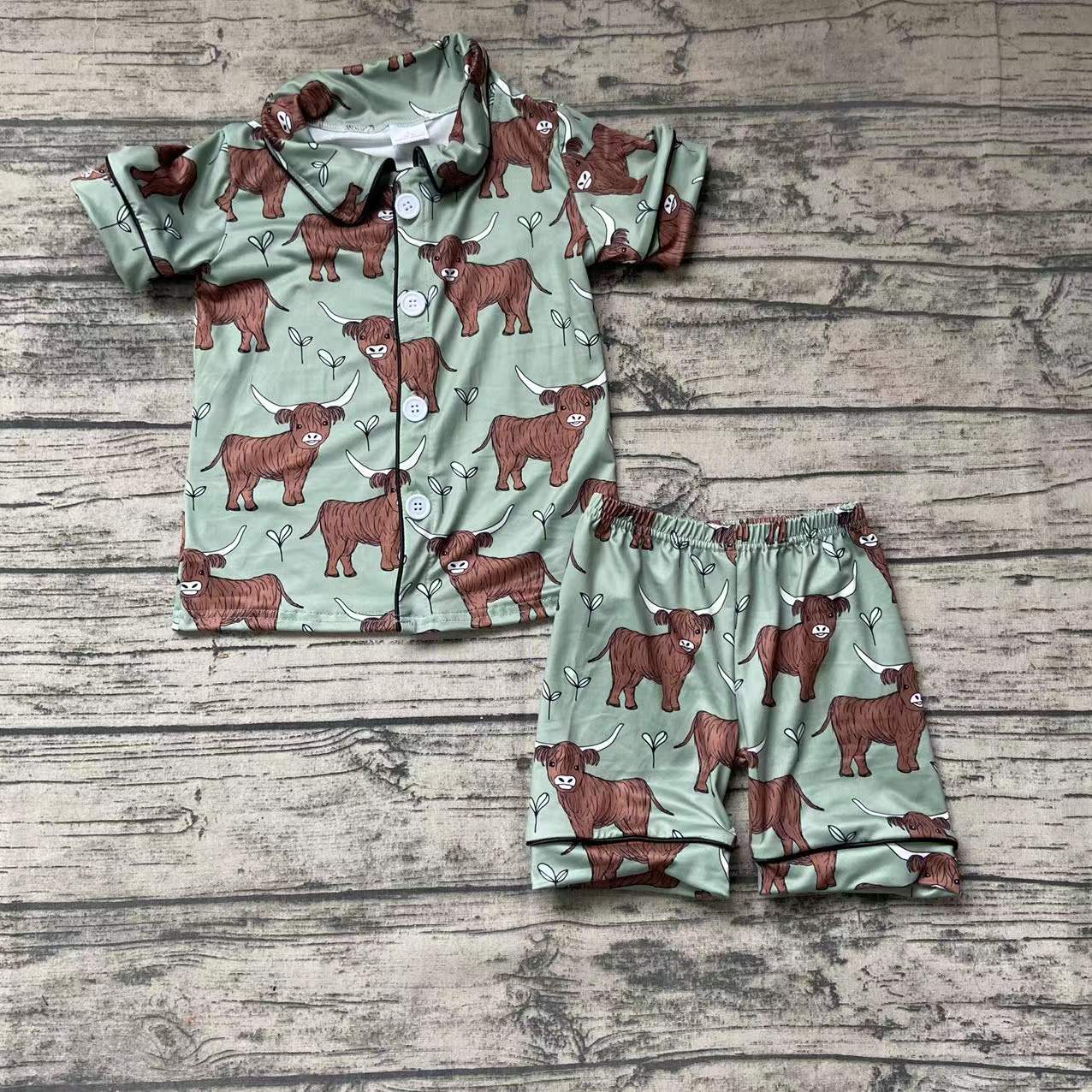 Horse boy  short sleeve shorts set with coller