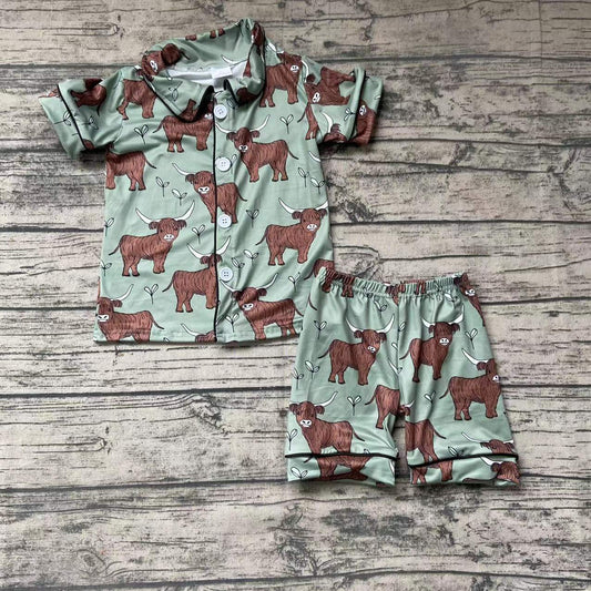 Horse boy  short sleeve shorts set with coller