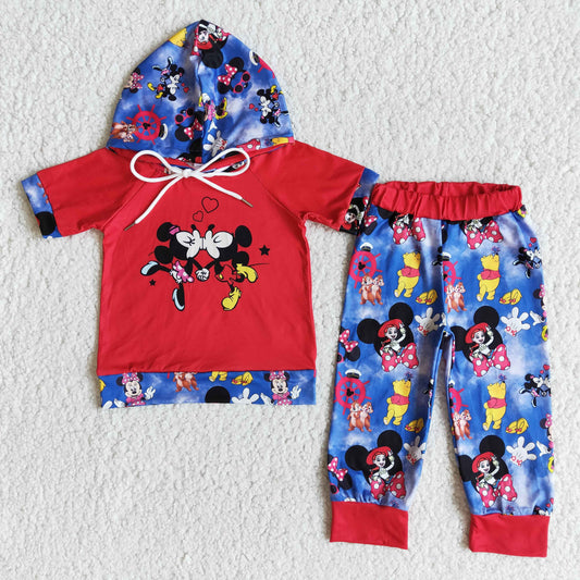 Mickey Short sleeve Hoodie Long Pants Set