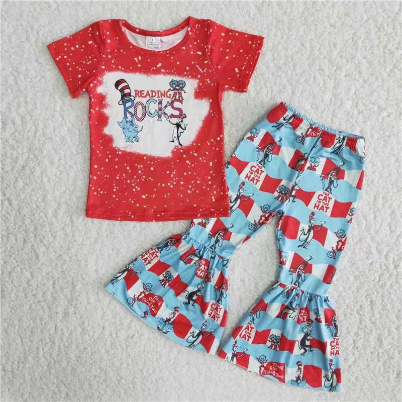 cartoon Red T-shirt bell bottoms set