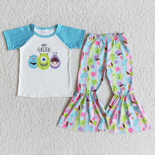 Easter T-shirt Bell bottom Pants Outfit