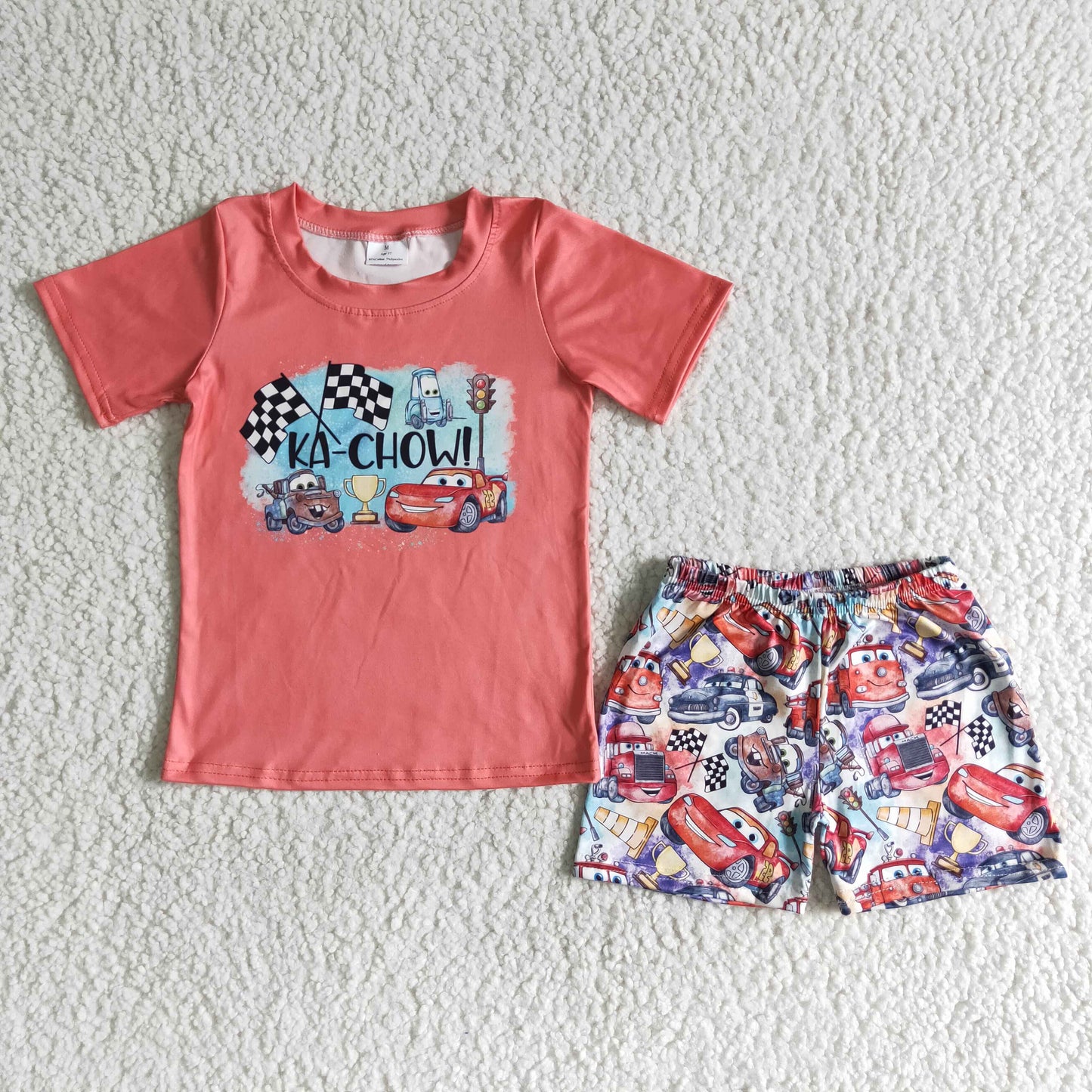 KA-Chow! Pink RED bot t-shirt shorts set