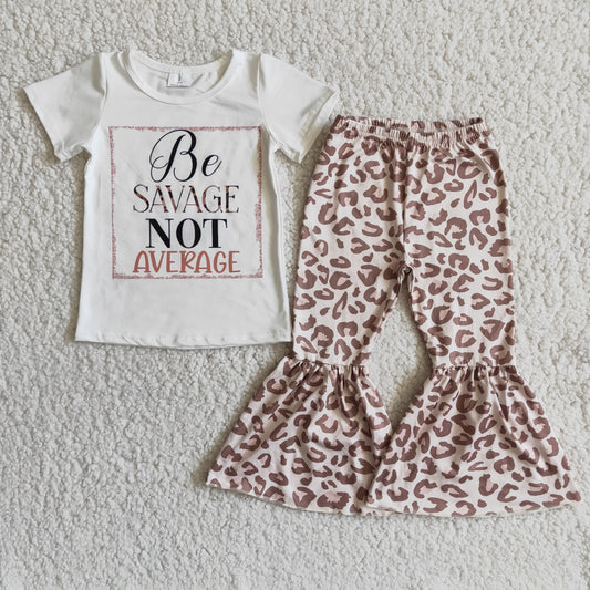 Be Savage Not Average White Top Leopard Pants Set