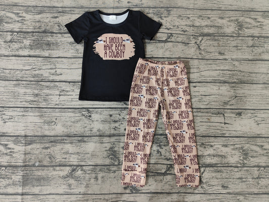 I should have been a cowboy black T-shirt legging pants set-preorder