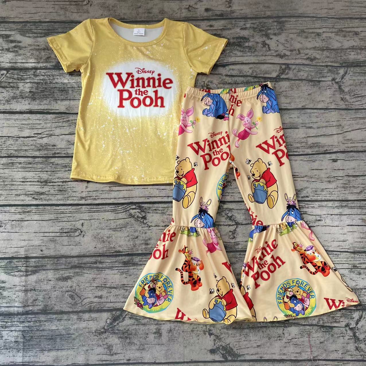 Winnie the Pooh yellow t-shirt bell bottom pants set-preorder