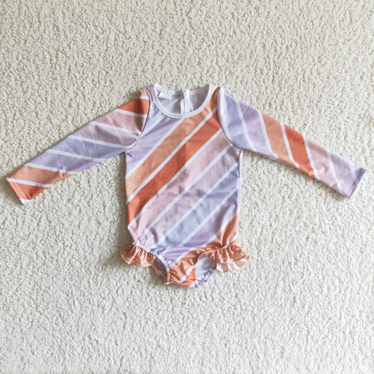 Orange Stripe Girl Swimsuit S0004