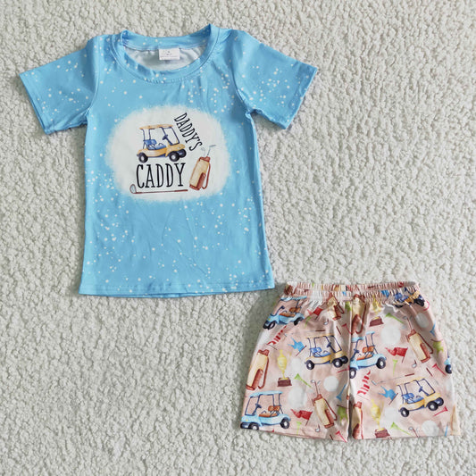 Daddy's caddy blue T-shirt shorts Sets BSSO0024