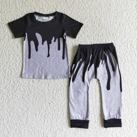 Grey boy short sleeve Top long pants set