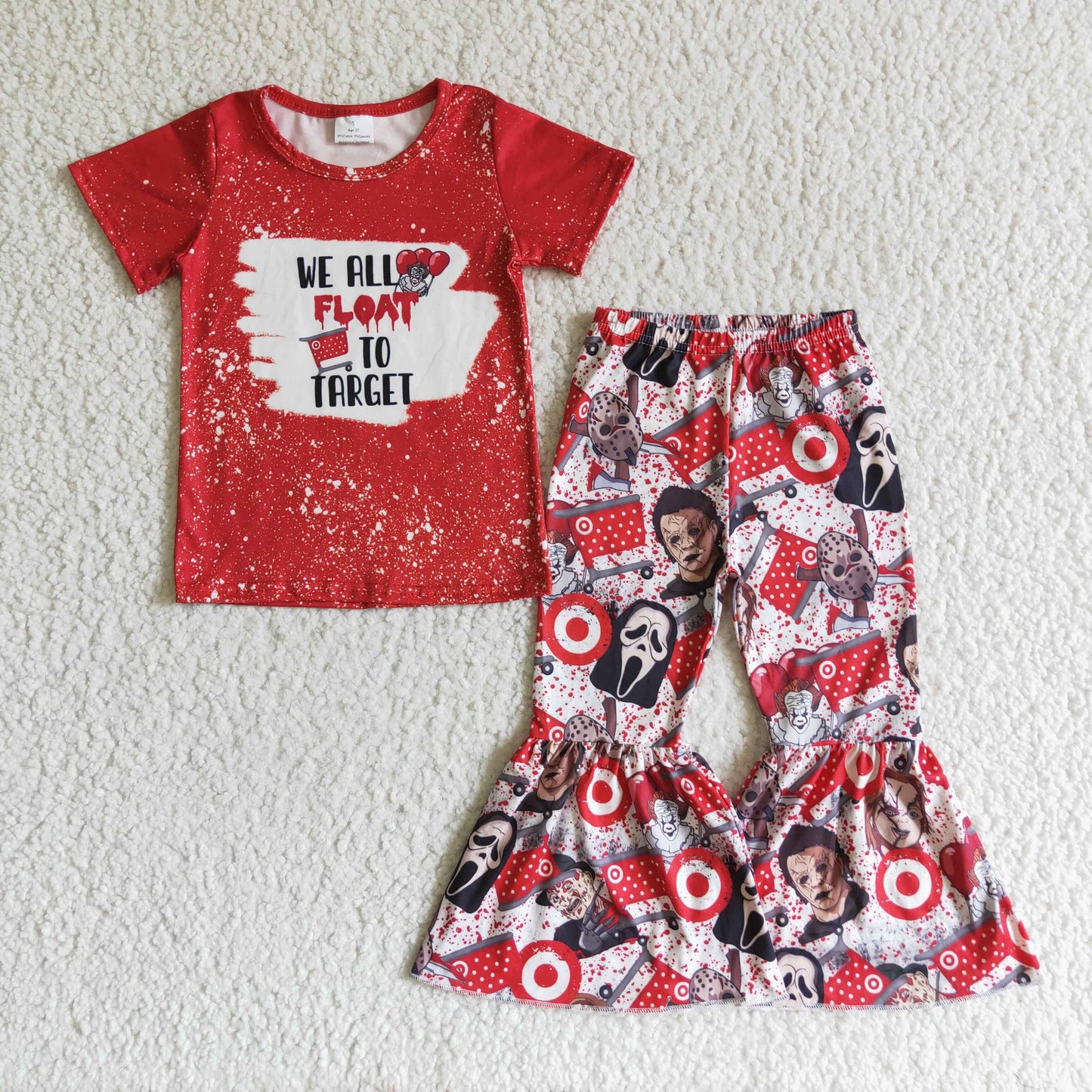 We all Float to Target Short sleeve Tops bell bottoms set GSPO0148