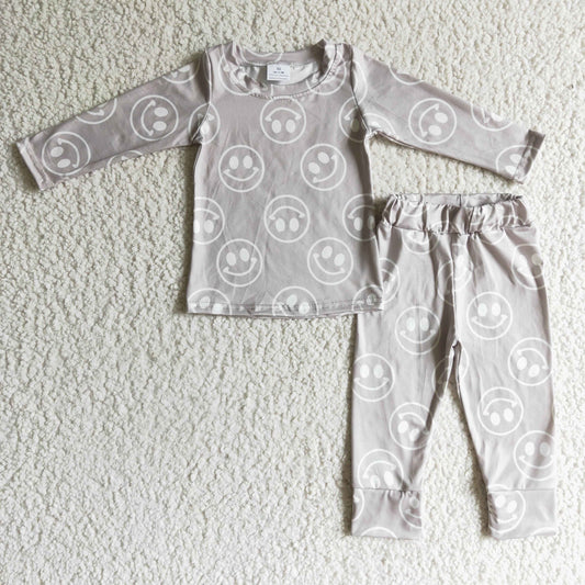 Smile long sleeve T-shirt pajamas set