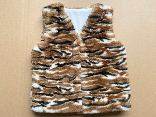 Tiger Print Plush Vest-preorder